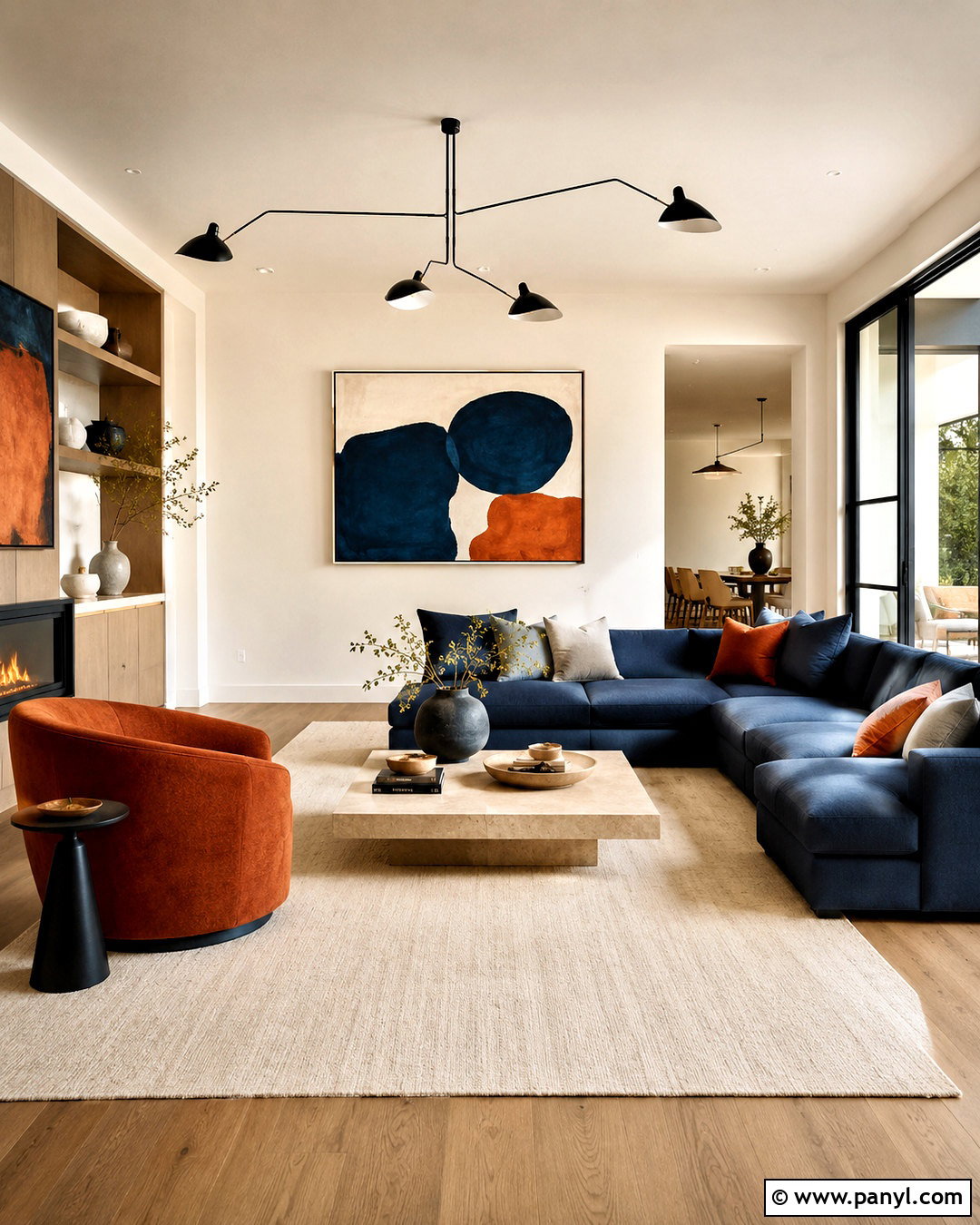 Modern Blue and Terracotta Living Room - 20 blue and terracotta living room ideas
