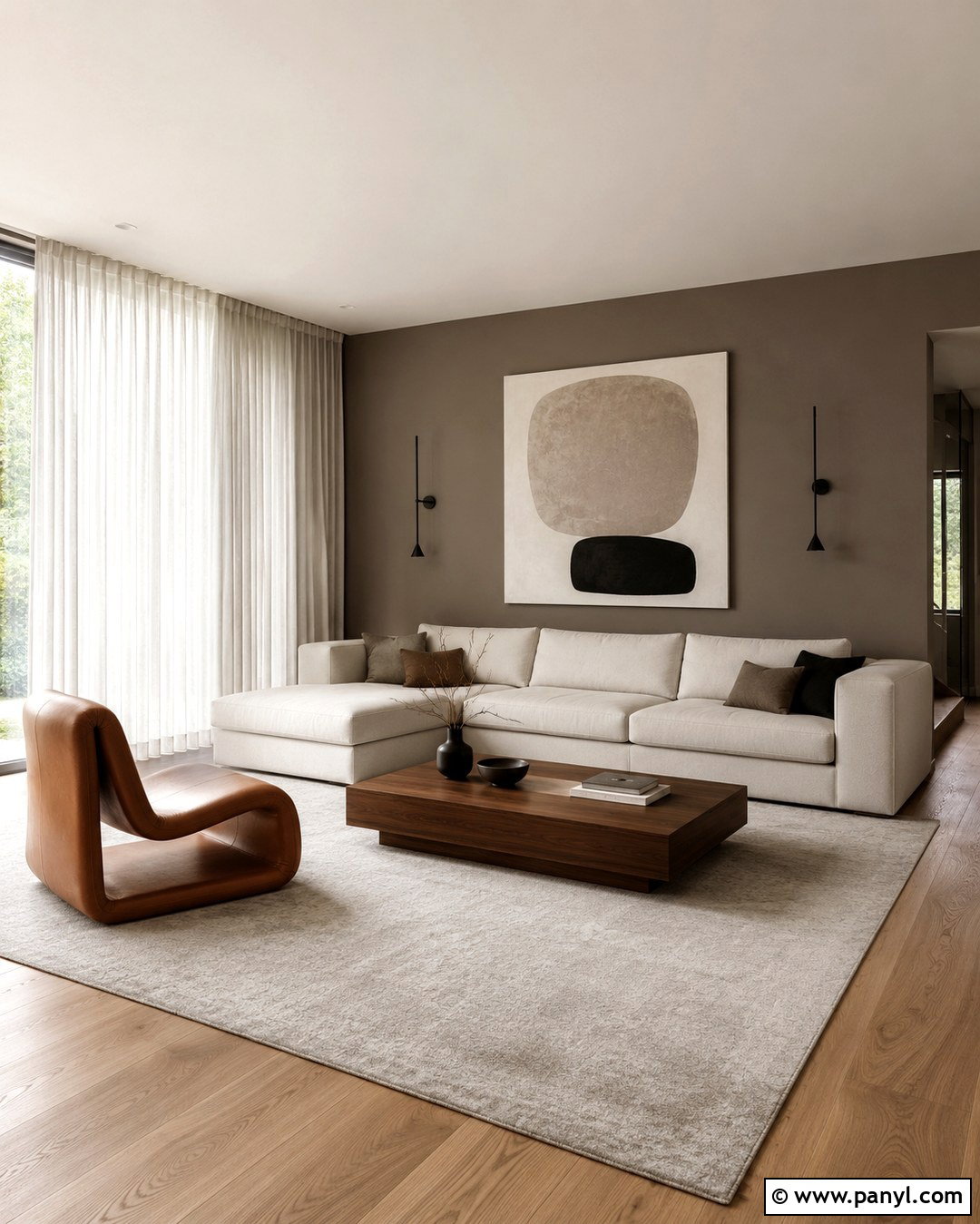Modern Brown Grey Living Room - 20 Brown Grey Wall Color Ideas
