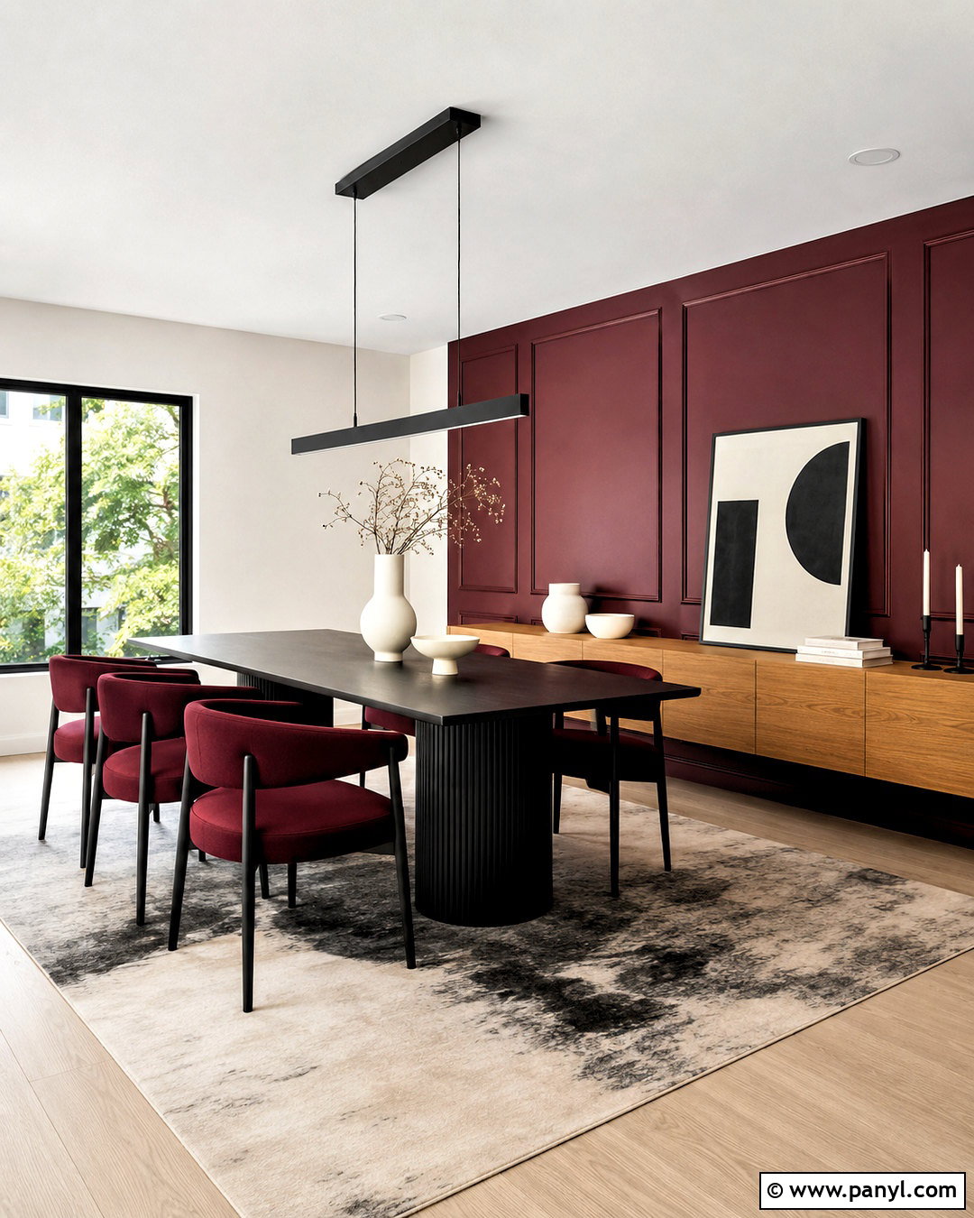 Modern Burgundy And Black Dining Room - 20 burgundy dining room ideas