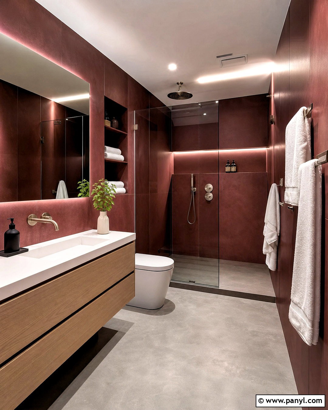 Modern Burgundy Bathroom - 20 burgundy bathroom ideas