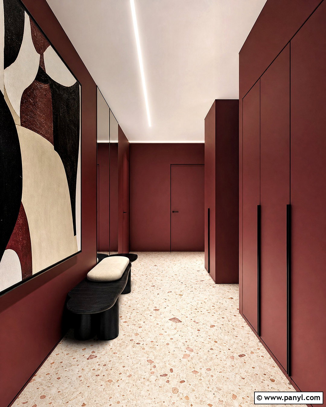 Modern Burgundy Hallway - 20 burgundy hallway ideas