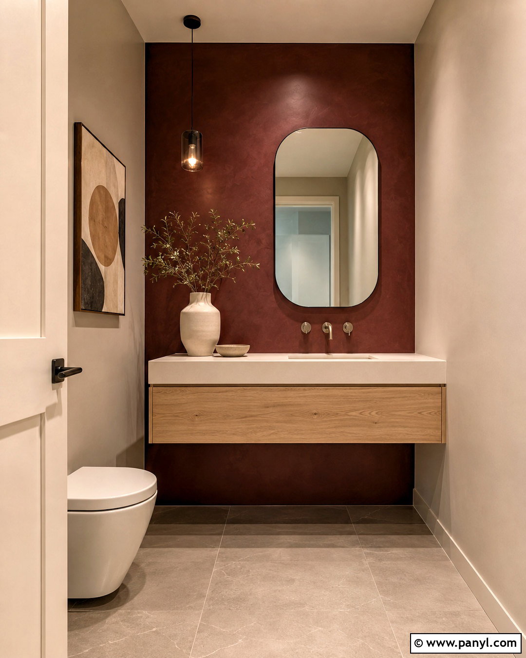Modern Burgundy Powder Room - 20 burgundy powder room ideas