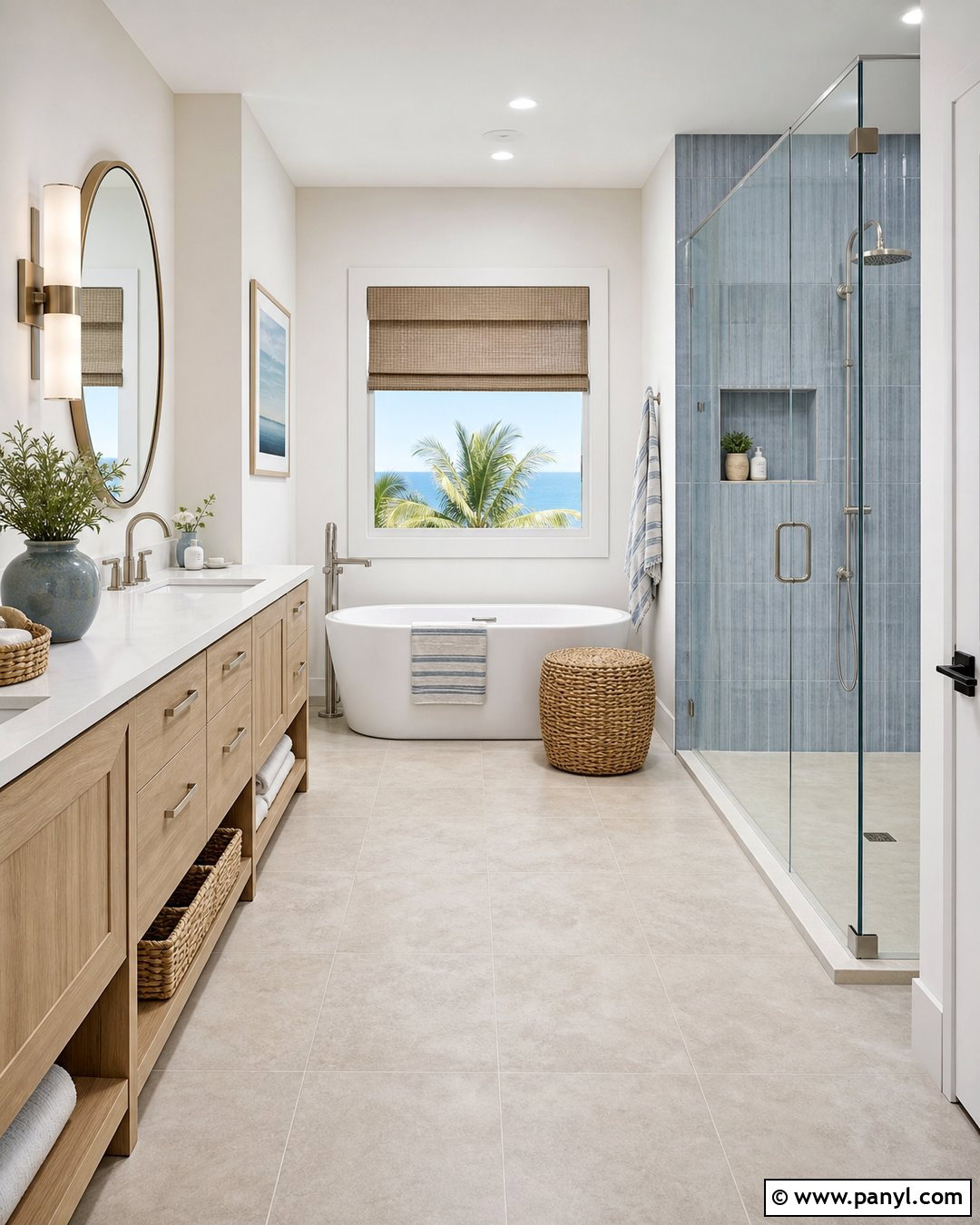 Modern Coastal Bathroom With White Walls - 20 Modern Bathroom With White Walls