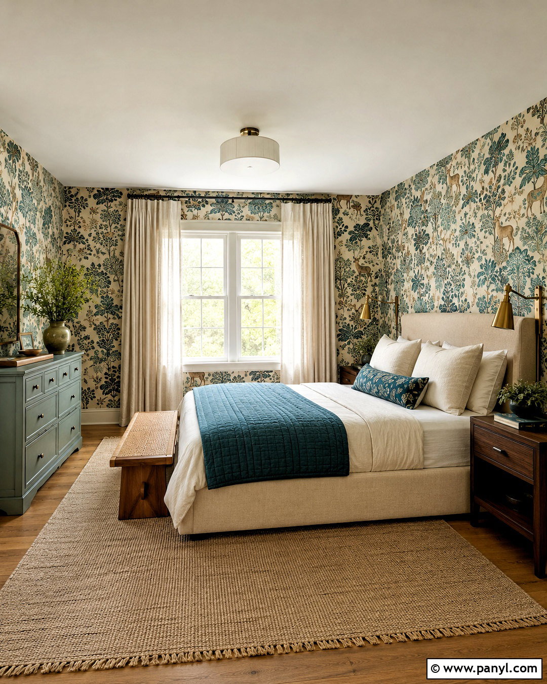 Modern Cottage Bedroom With Wallpaper - 20 modern cottage bedroom ideas