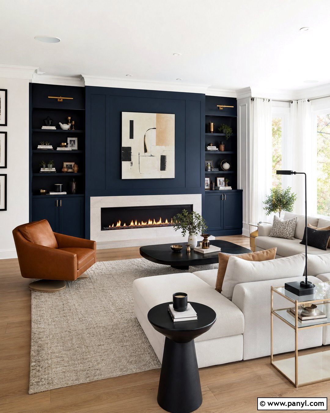 Modern Dark Blue Fireplace Wall - 20 Dark Blue Accent Wall Living Room With Fireplace Ideas