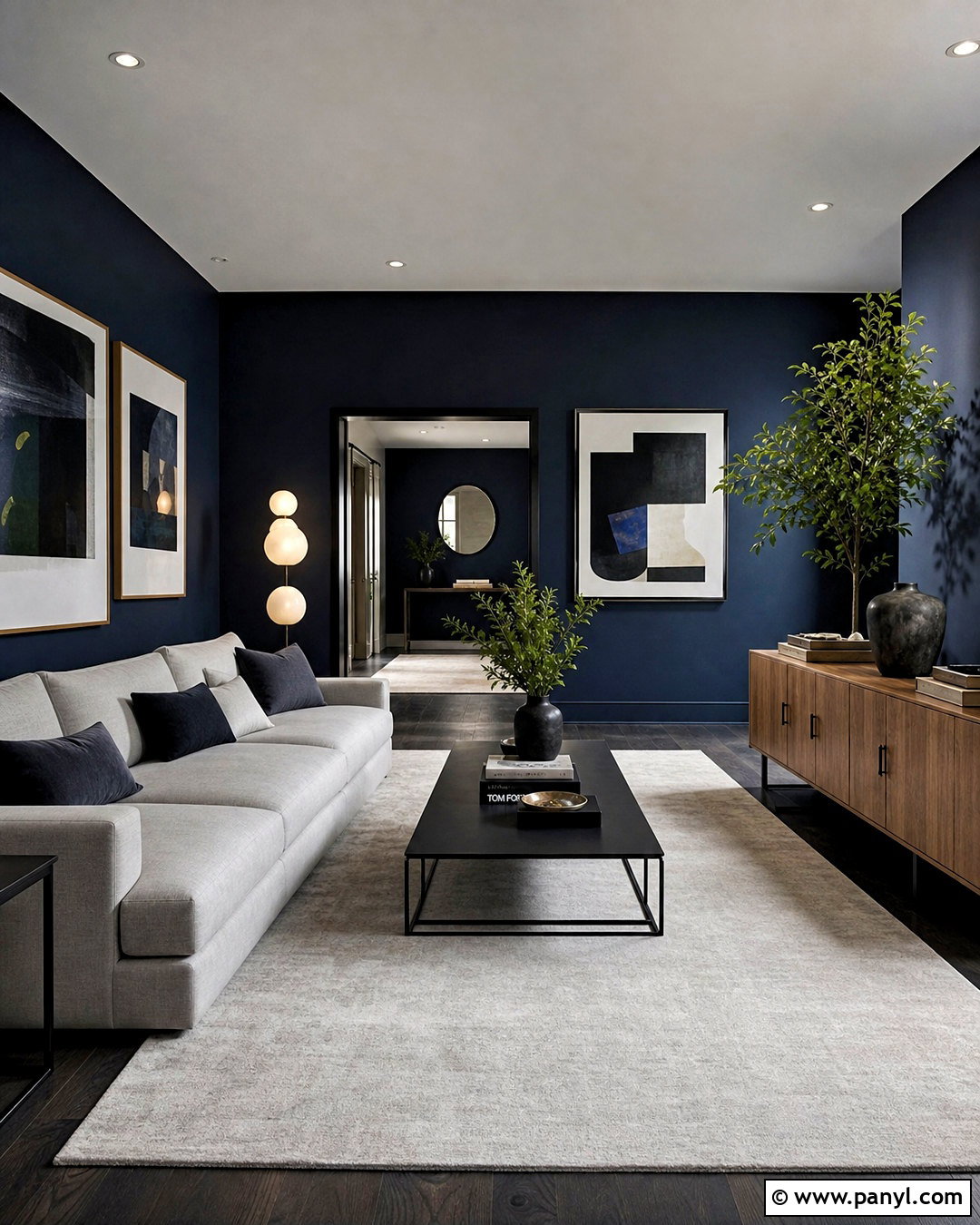 Modern Dark Blue Room With Black Accents - 20 dark blue room ideas