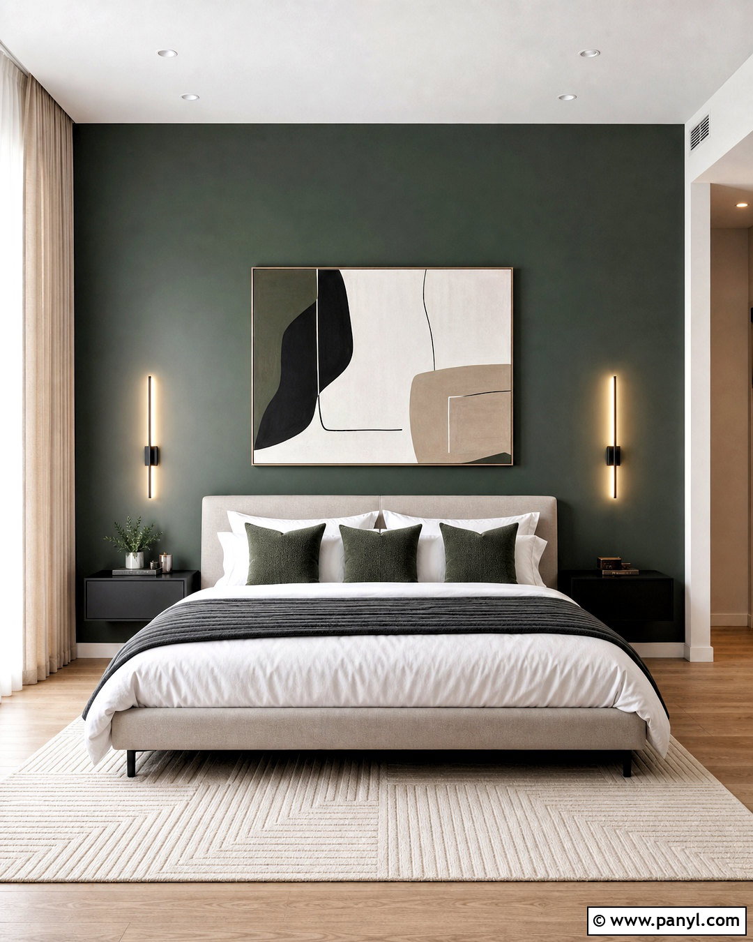 Modern Dark Green Accent Wall Bedroom - 20 dark green accent wall bedroom ideas