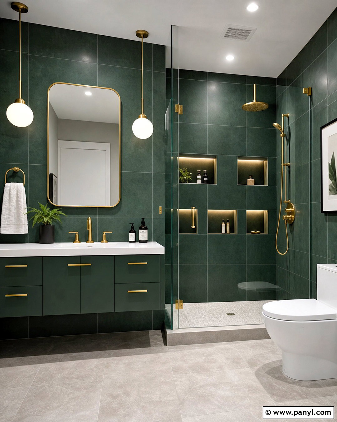 Modern Dark Green And Gold Bathroom - 20 dark green and gold bathroom ideas