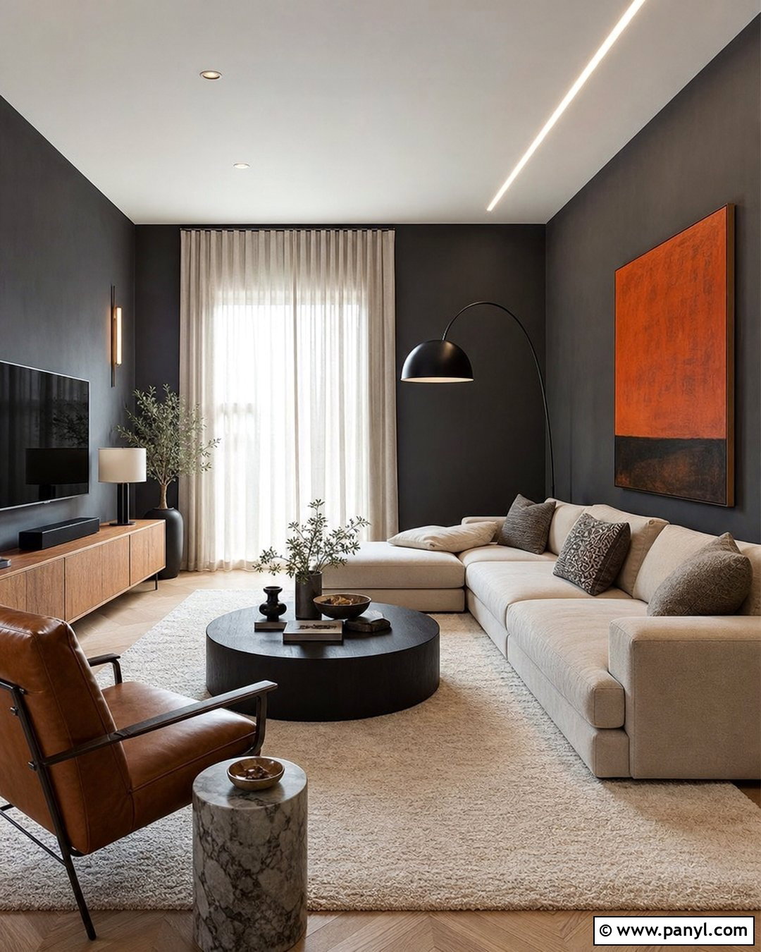 Modern Dark Grey Living Room Walls - 30 Dark Grey Living Room Walls