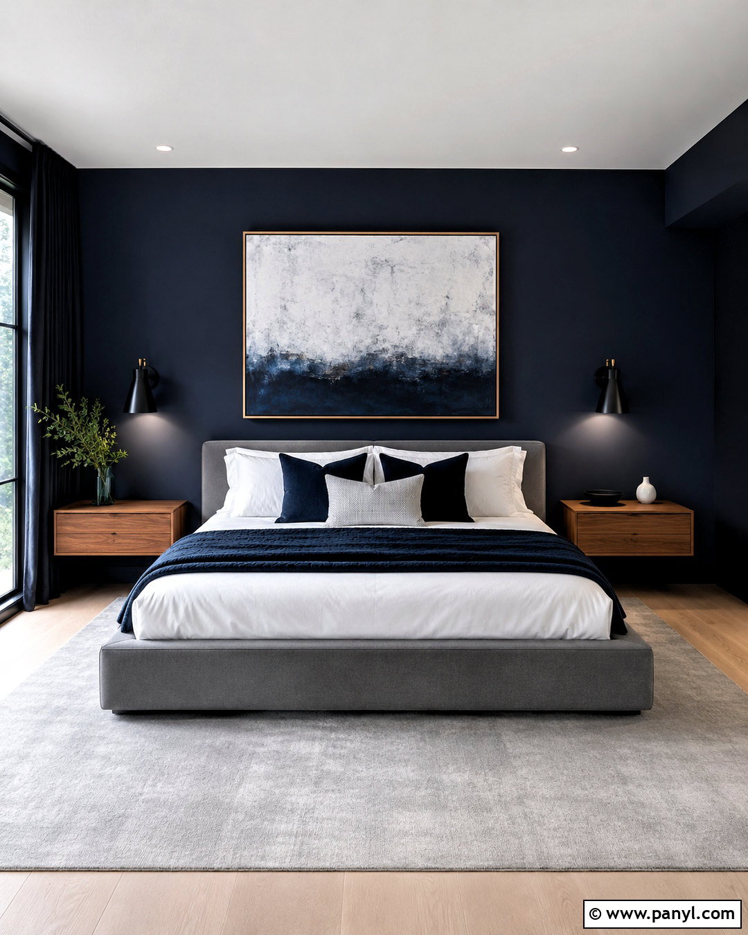 Modern Dark Navy Bedroom - 20 dark navy bedroom ideas