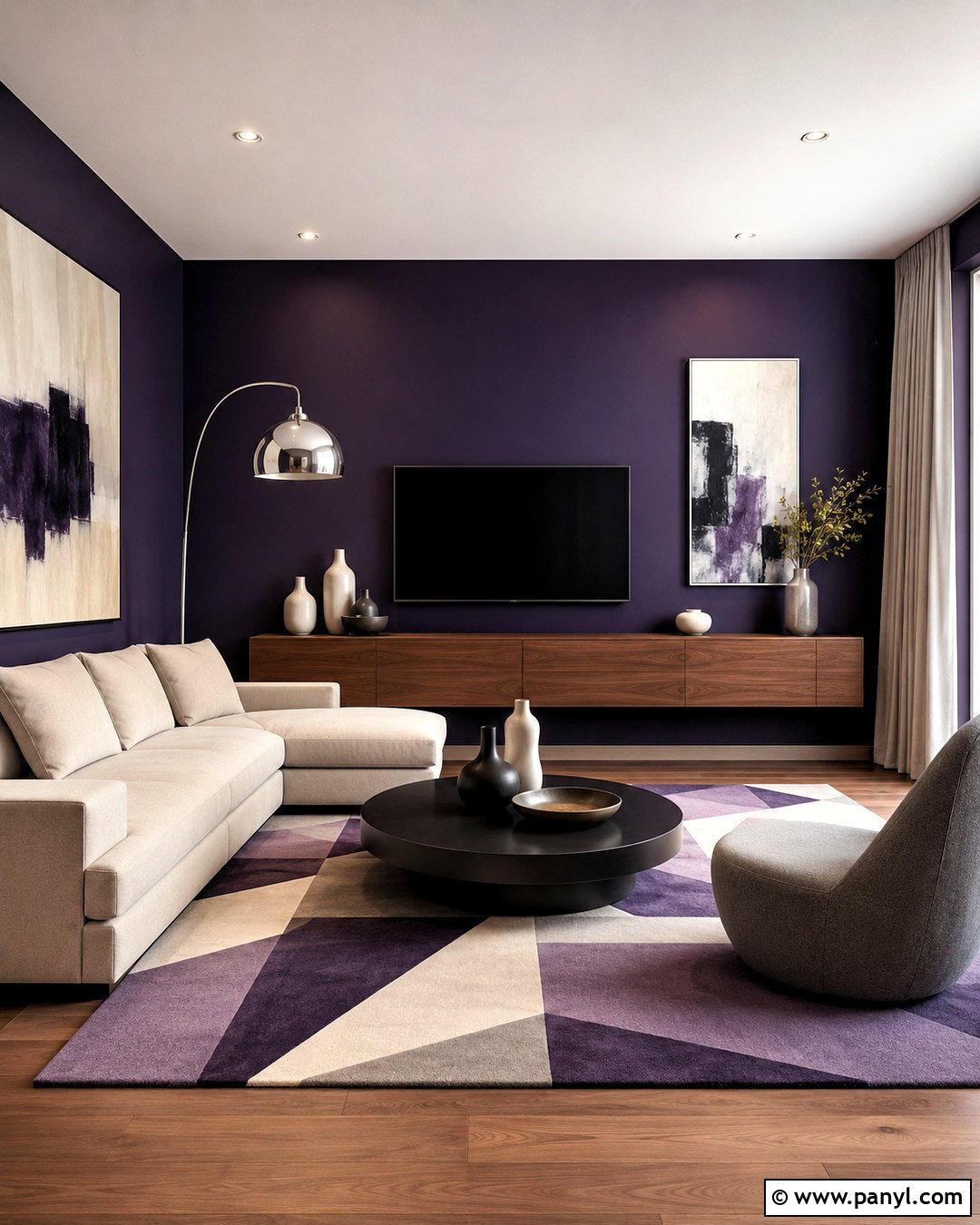Modern Dark Purple Living Room - 20 dark purple living room ideas