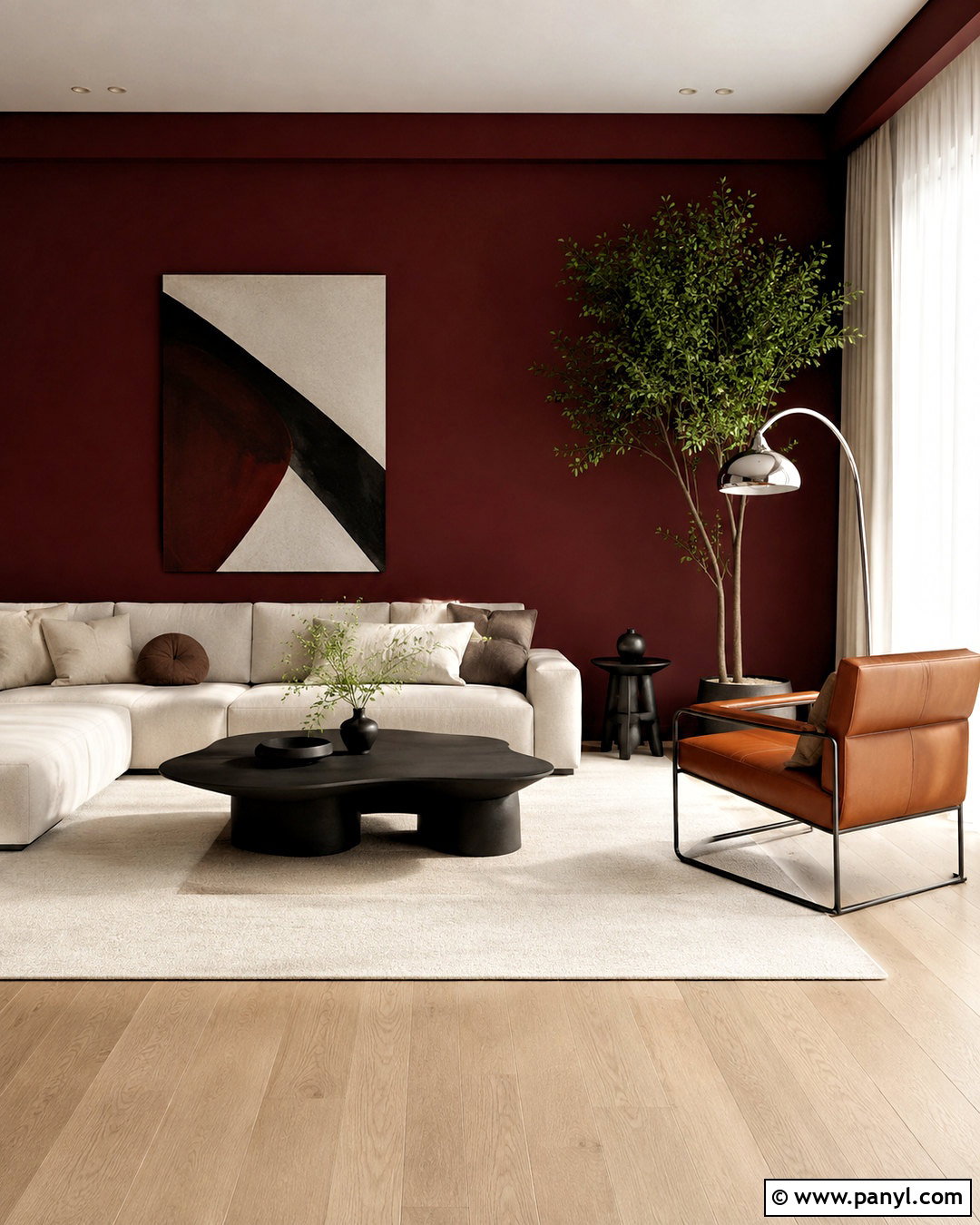 Modern Dark Red Living Room - 20 dark red room ideas