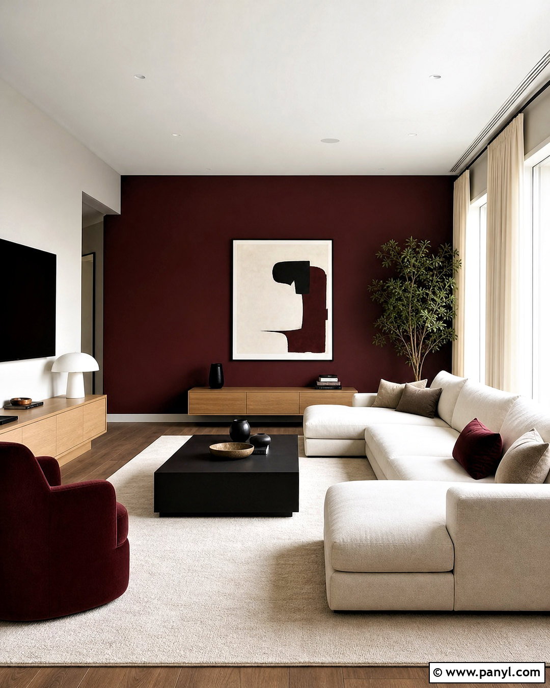 Modern Dark Red Living Room - 20 dark red living room ideas
