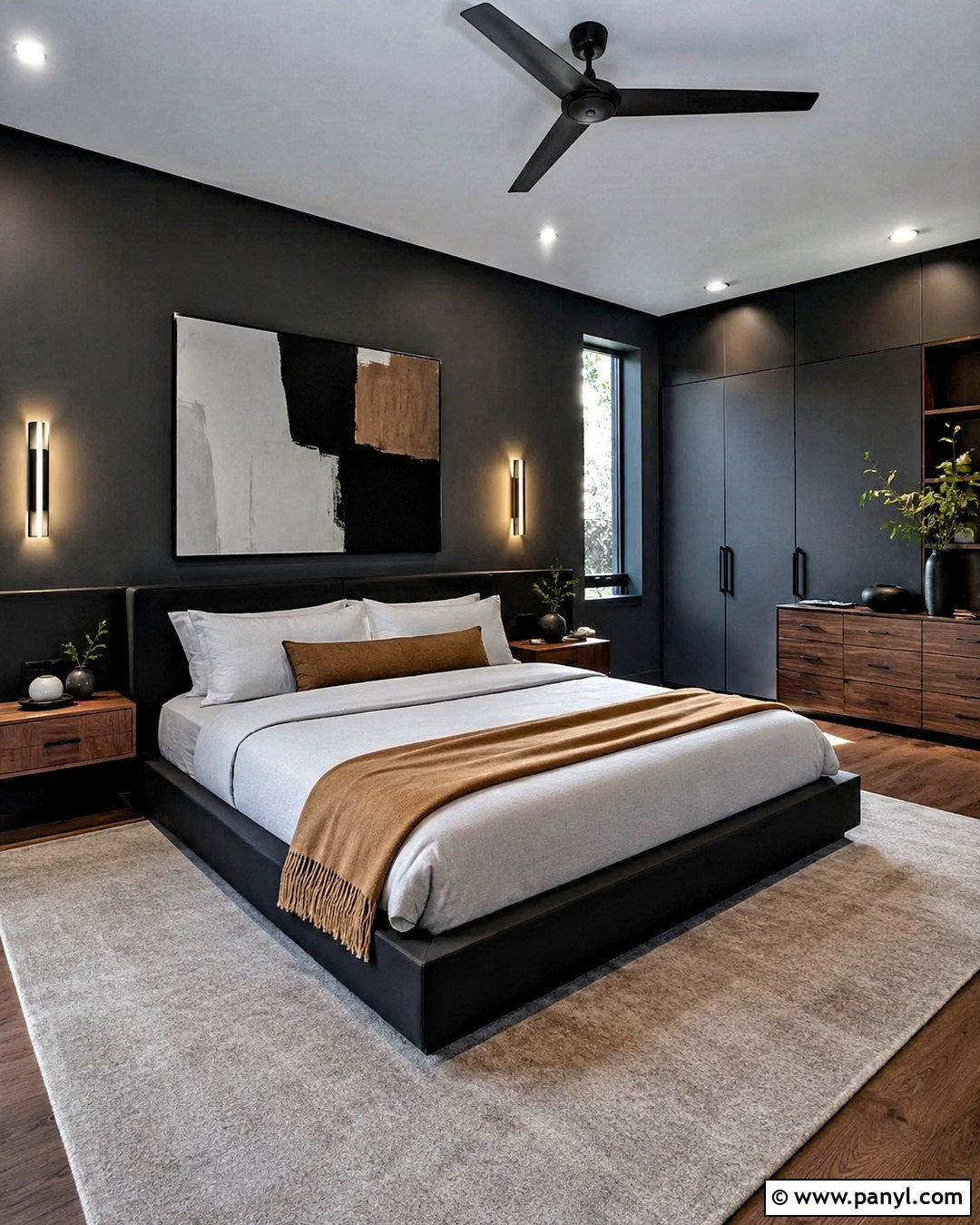 Modern Dark Wall Bedroom - 20 dark wall bedroom ideas