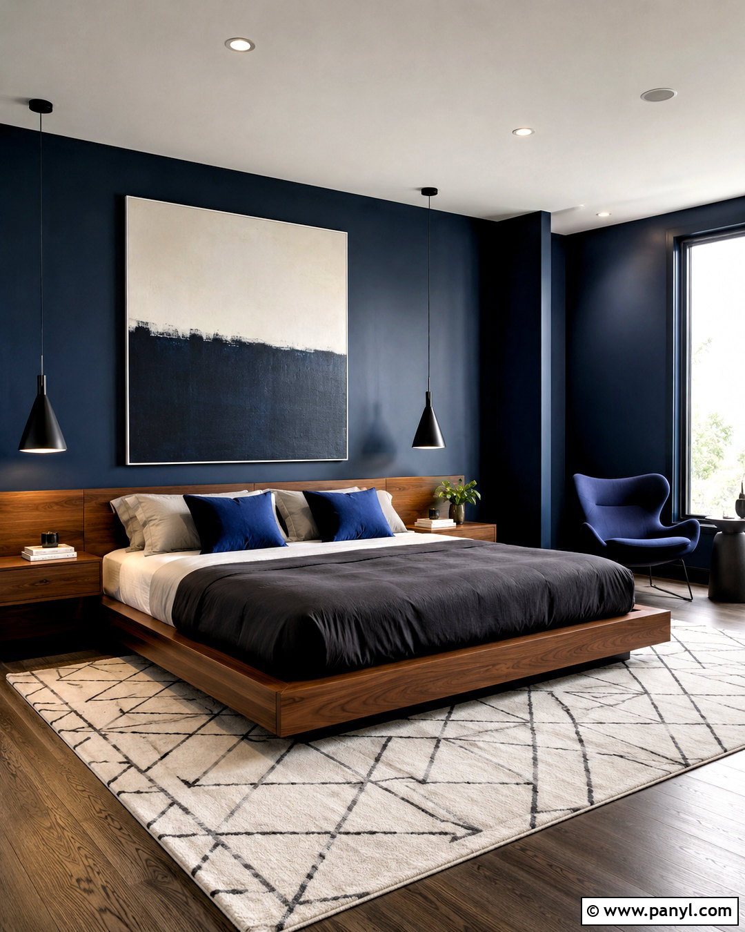 Modern Deep Blue Bedroom - 20 deep blue bedroom ideas