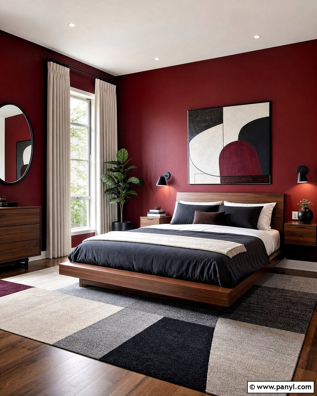 Modern Deep Red Bedroom - 20 deep red bedroom ideas