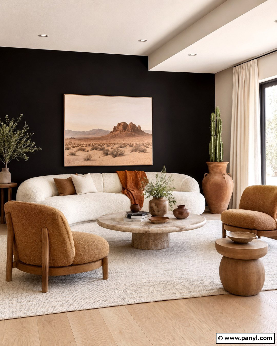 Modern Desert Living Room With Black Wall - 20 Black Accent Wall Living Room Western Ideas