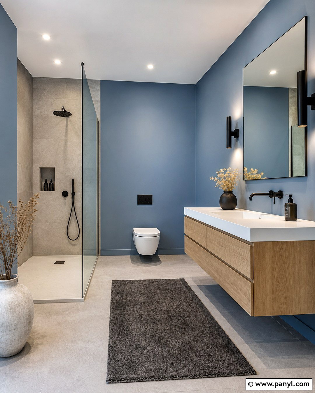 Modern Dusty Cornflower Bathroom - 20 Dusty Cornflower Benjamin Moore Bathroom Ideas