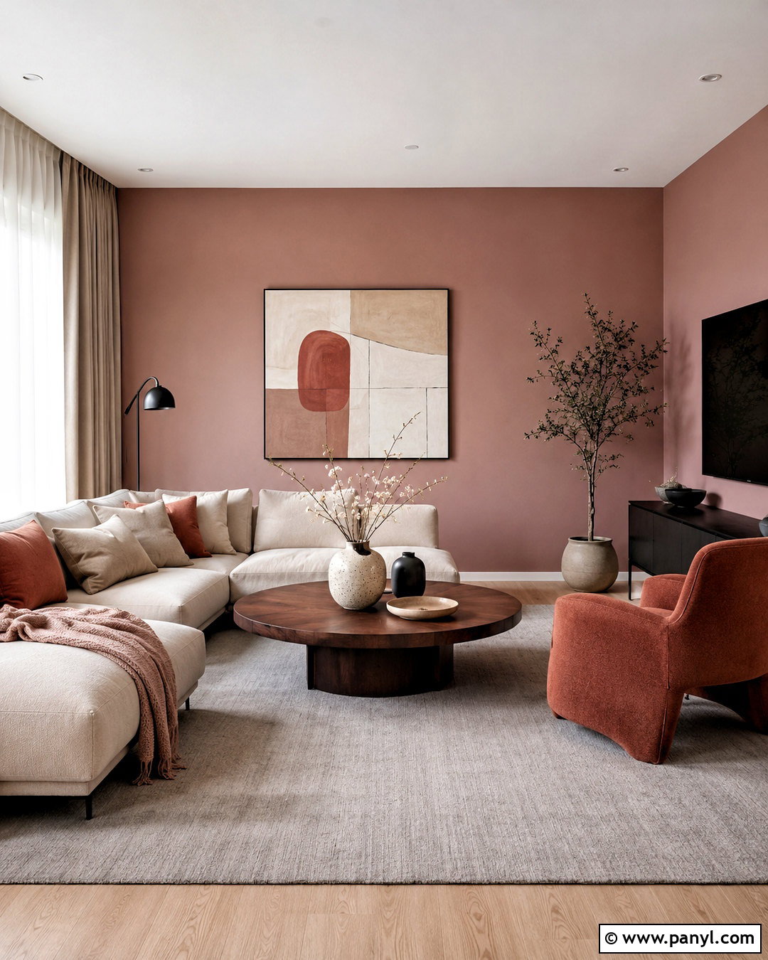 Modern Dusty Pink Living Room - 20 dusty pink living room ideas