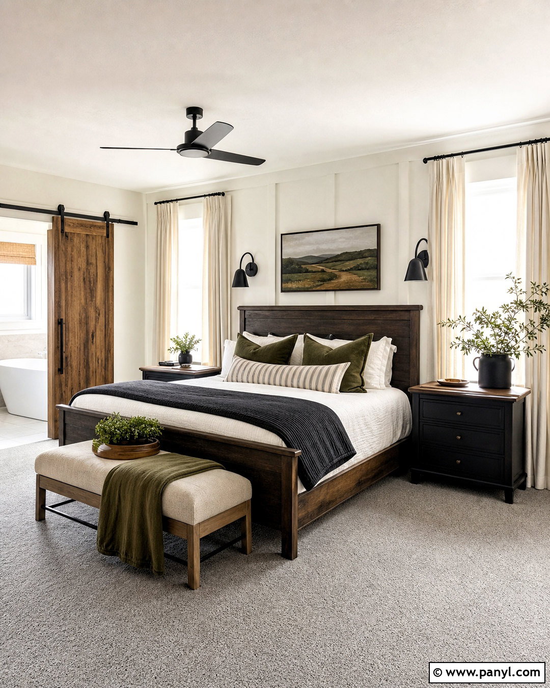 Modern Farmhouse Bedroom With Grey Carpet - 20 bedroom ideas grey carpet ideas