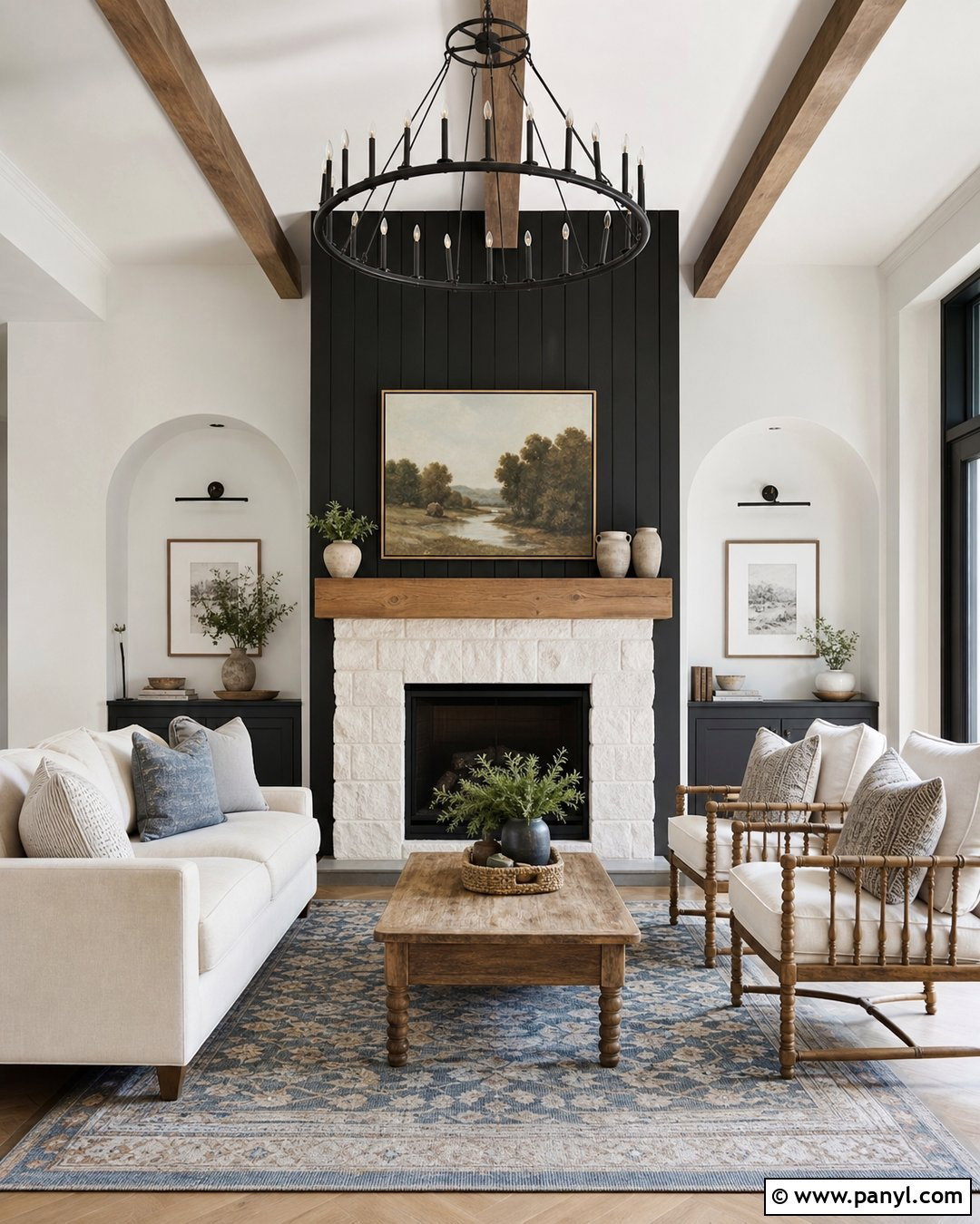 Modern Farmhouse Black Fireplace Wall - 20 Black Accent Wall Fireplace Ideas