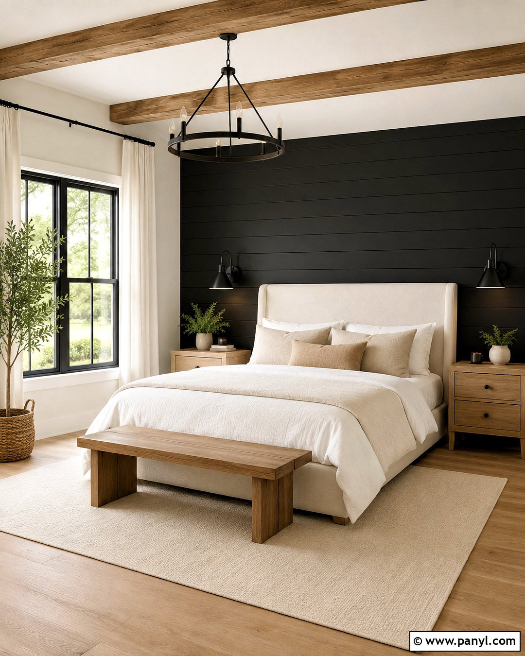 Modern Farmhouse Black Shiplap Bedroom - 20 black shiplap wall bedroom ideas