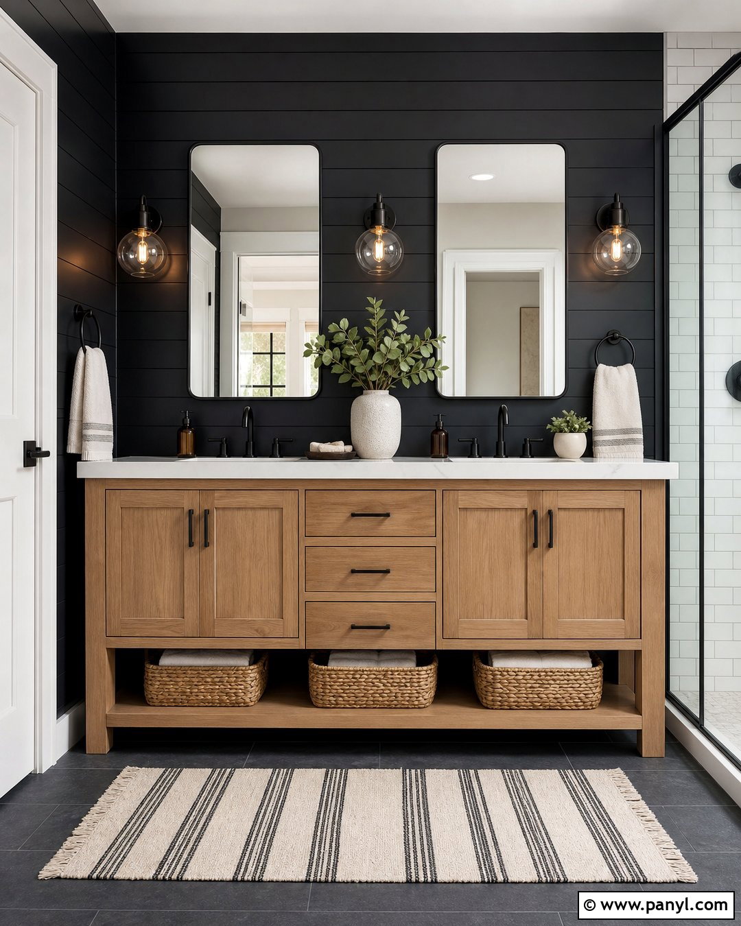 Modern Farmhouse Dark Bathroom Walls - 30 Dark Bathroom Walls