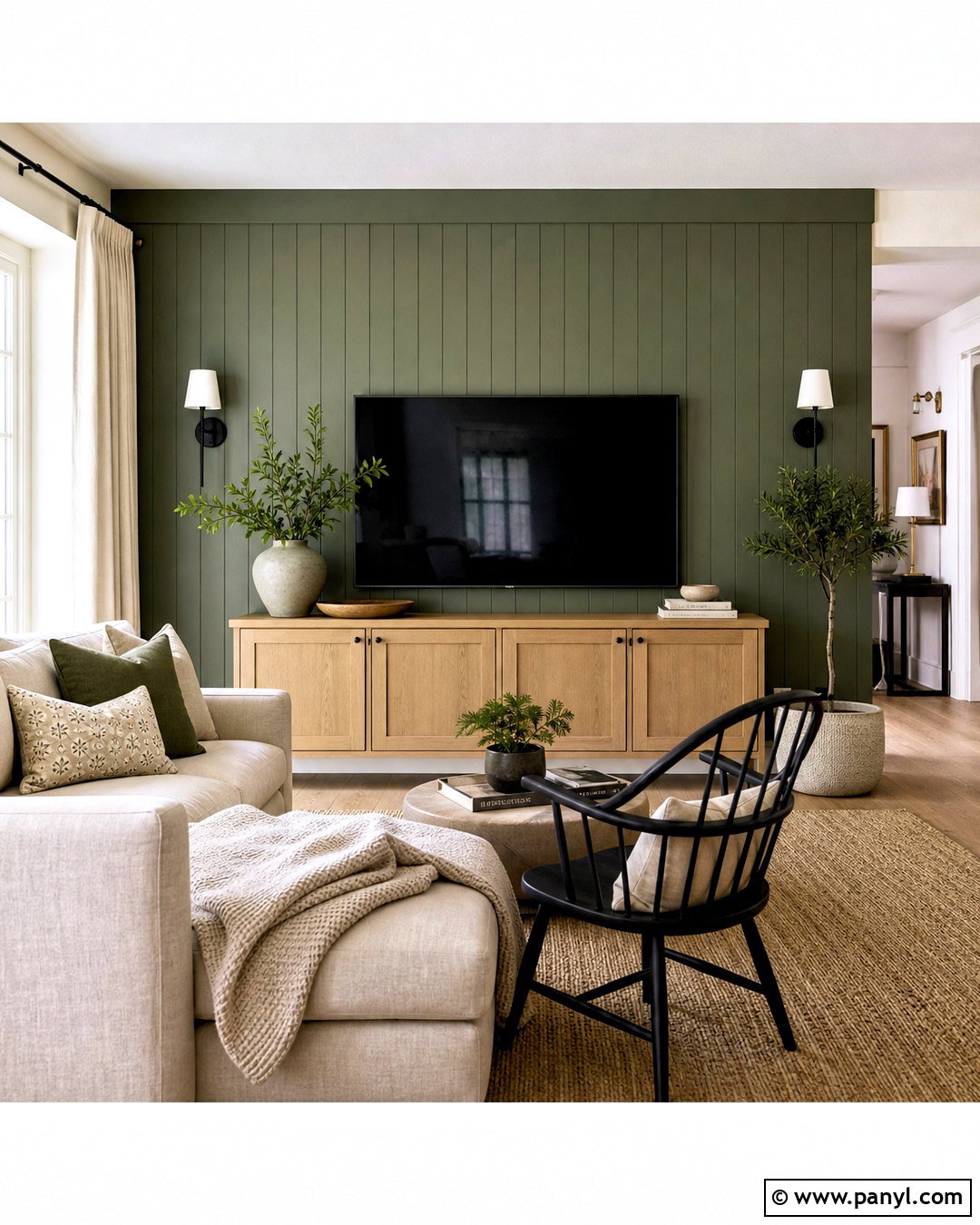 Modern Farmhouse Green TV Wall - 20 green tv wall ideas