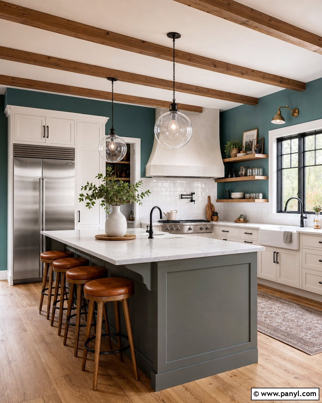 Modern Farmhouse Kitchen With Teal Walls - 20 Modern Kitchen With Teal Walls