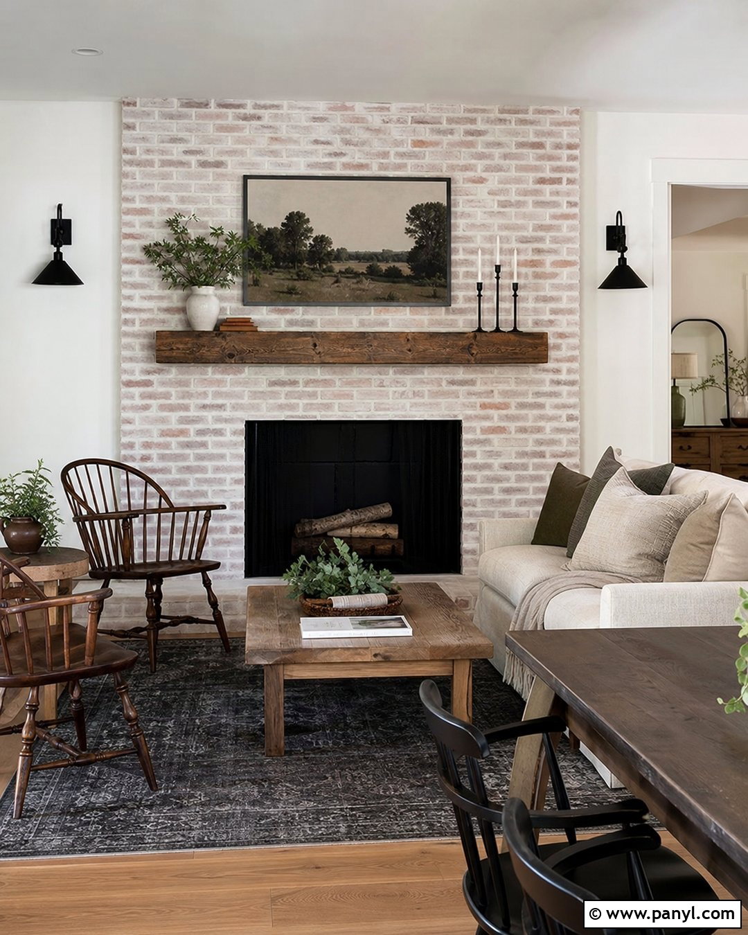 Modern Farmhouse Limewash Brick Fireplace - 20 Limewash Paint Fireplace Wall Ideas
