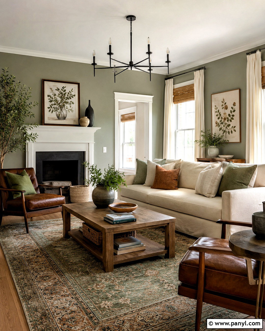 Modern Farmhouse Living Room With Sage Green Walls - 20 modern farmhouse living room ideas