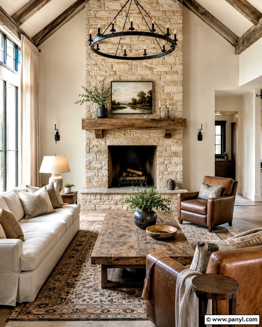 Modern Farmhouse Living Room With Stone Fireplace - 20 modern farmhouse living room ideas
