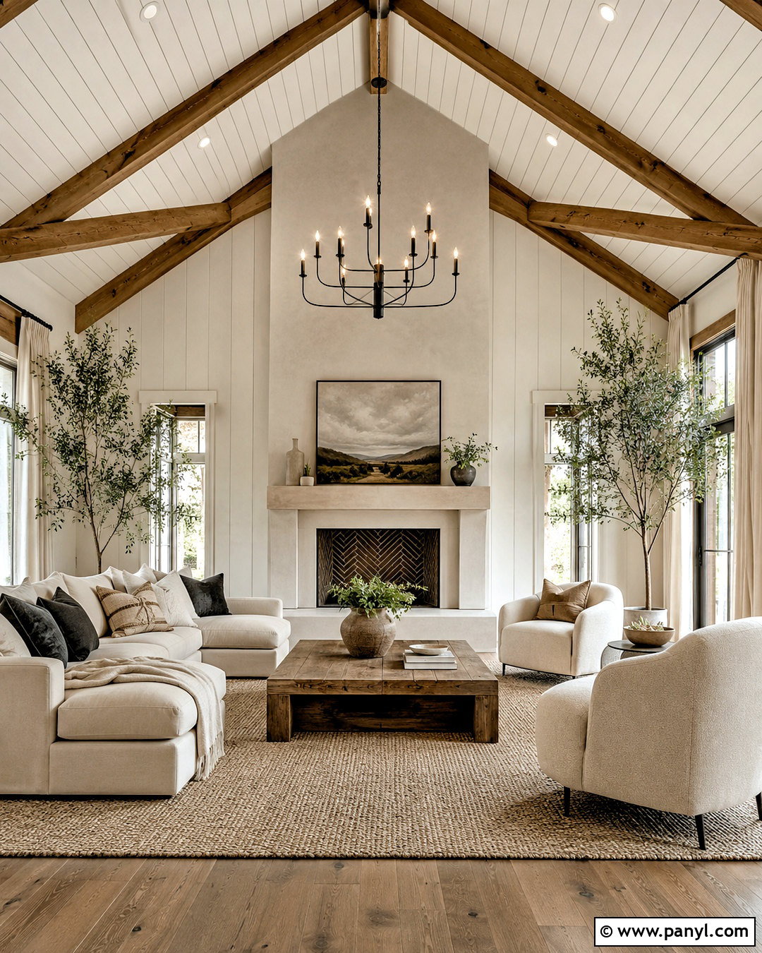 Modern Farmhouse Living Room With Vaulted Ceiling - 20 modern farmhouse living room ideas