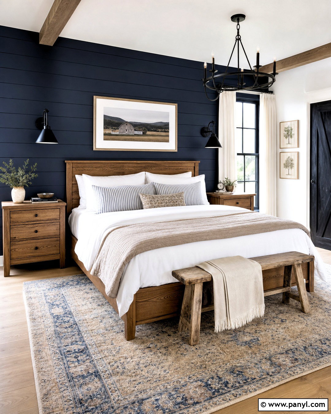 Modern Farmhouse Navy Accent Wall Bedroom - 20 navy accent wall bedroom ideas