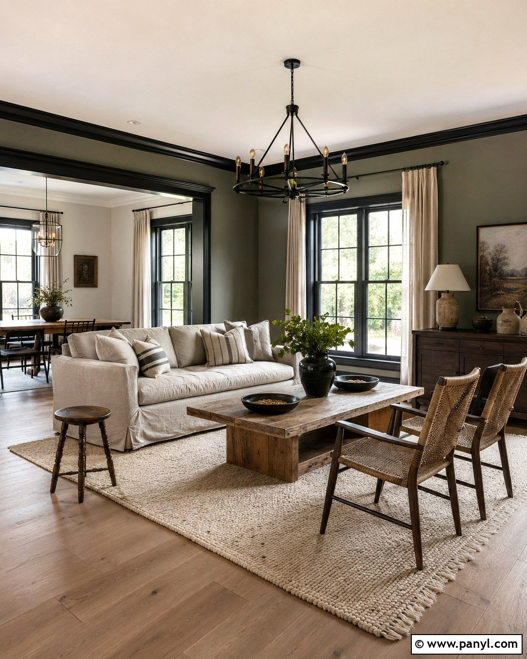 Modern Farmhouse Olive Green Walls With Black Trim - 20 Olive Green Walls With Black Trim Ideas