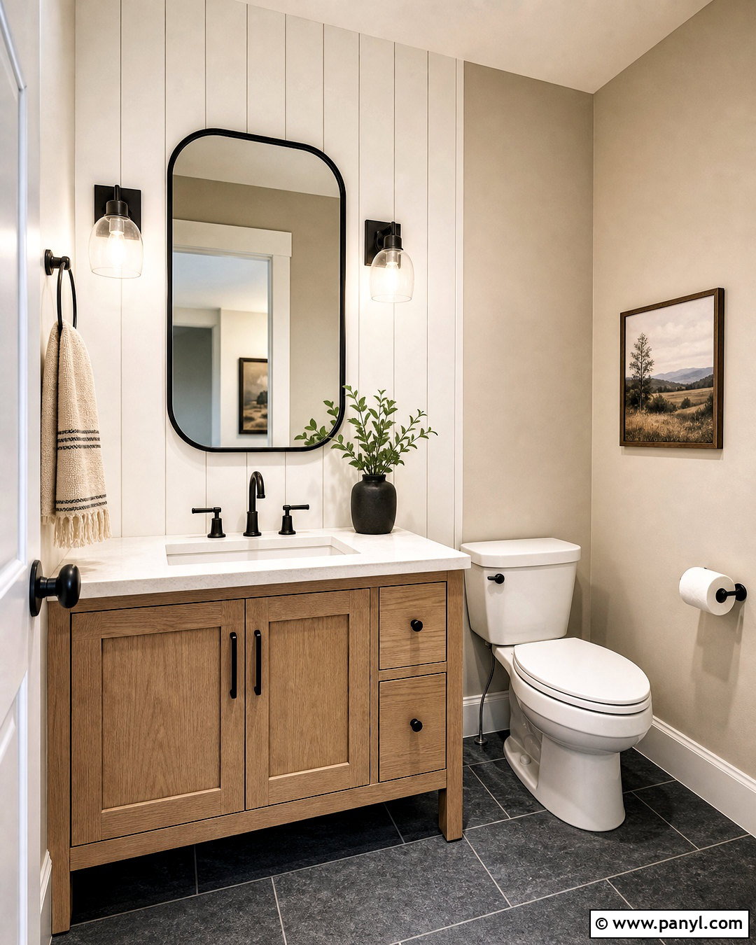 Modern Farmhouse Powder Room - 20 small powder room ideas