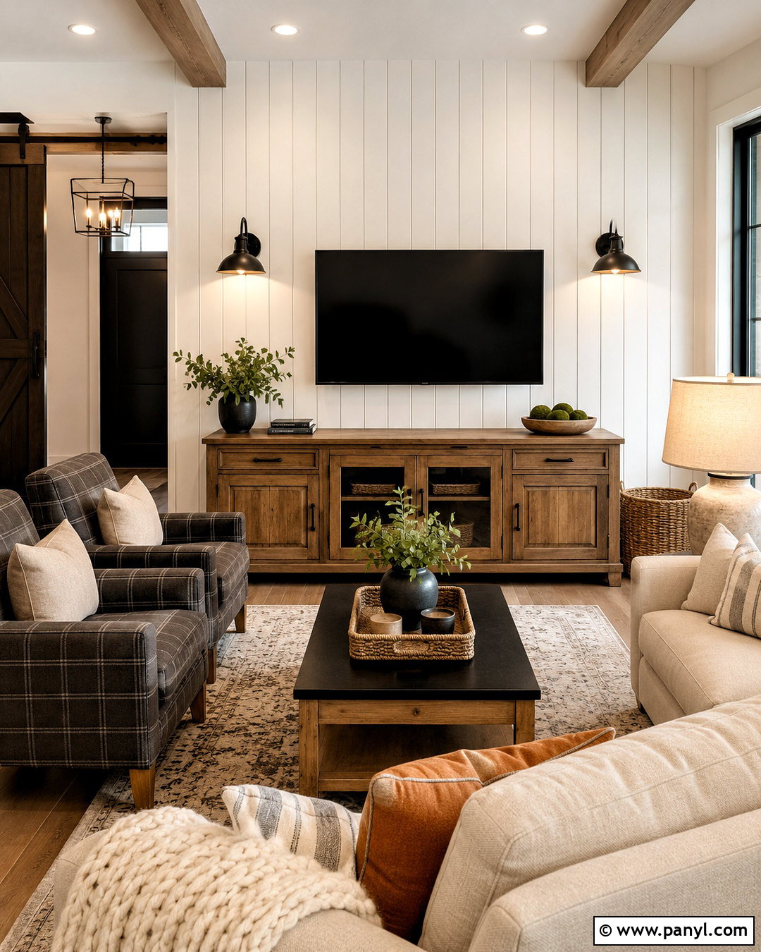 Modern Farmhouse TV Wall - 20 living room inspiration tv wall ideas