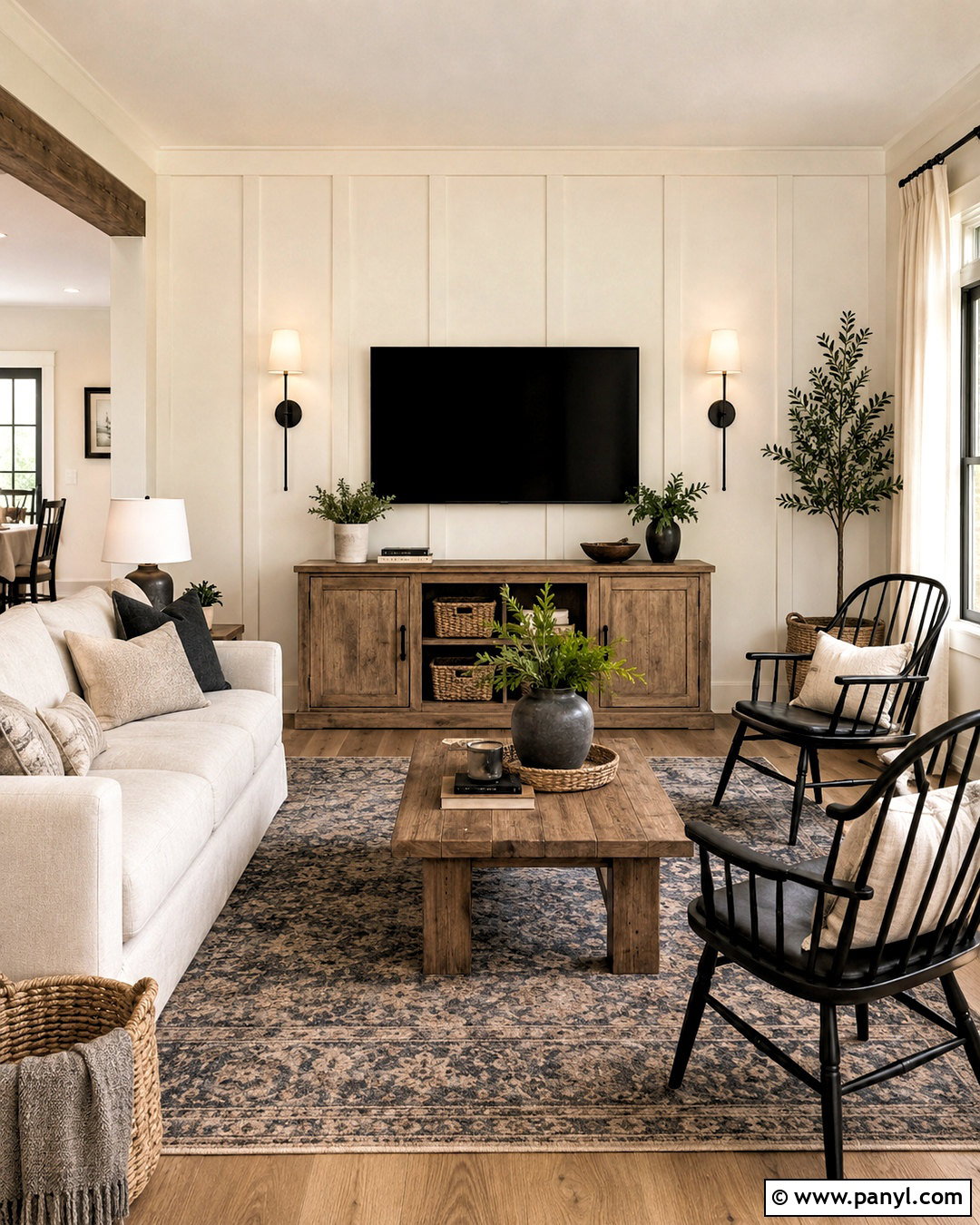 Modern Farmhouse TV Wall - 20 living room decor tv wall ideas