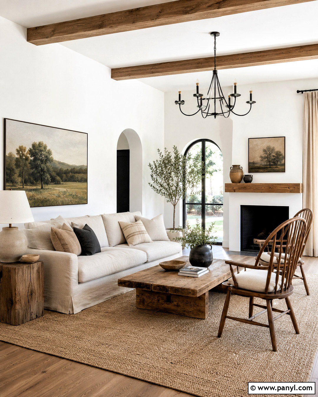 Modern Farmhouse White Walls Living Room - 20 White Walls Home Ideas