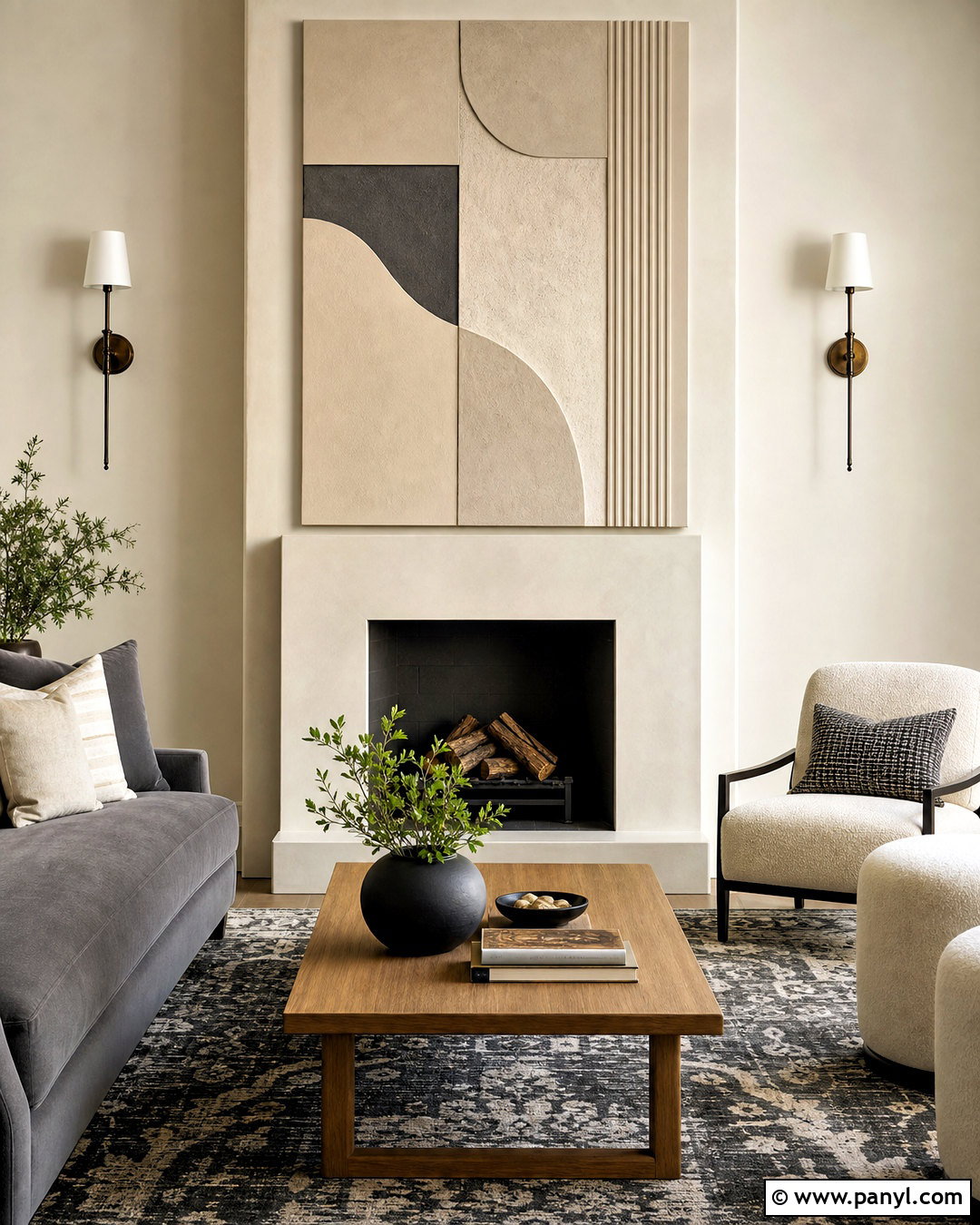 Modern Fireplace 3D Wall Painting - 20 3d wall painting ideas living rooms