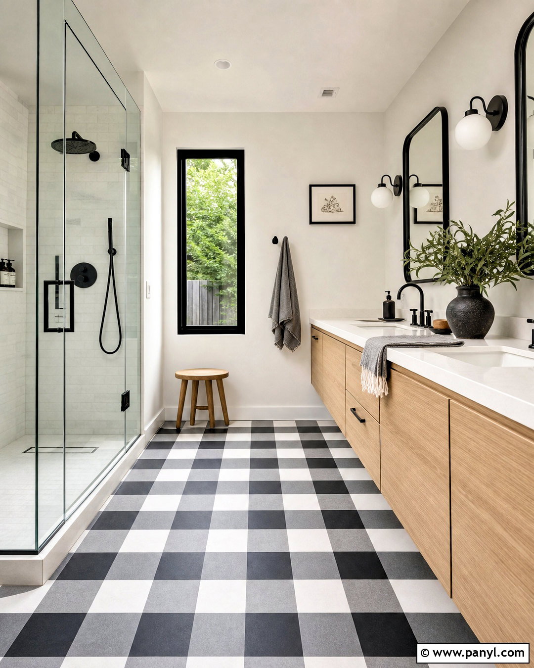 Modern Gingham Bathroom Floor - 20 gingham decor ideas