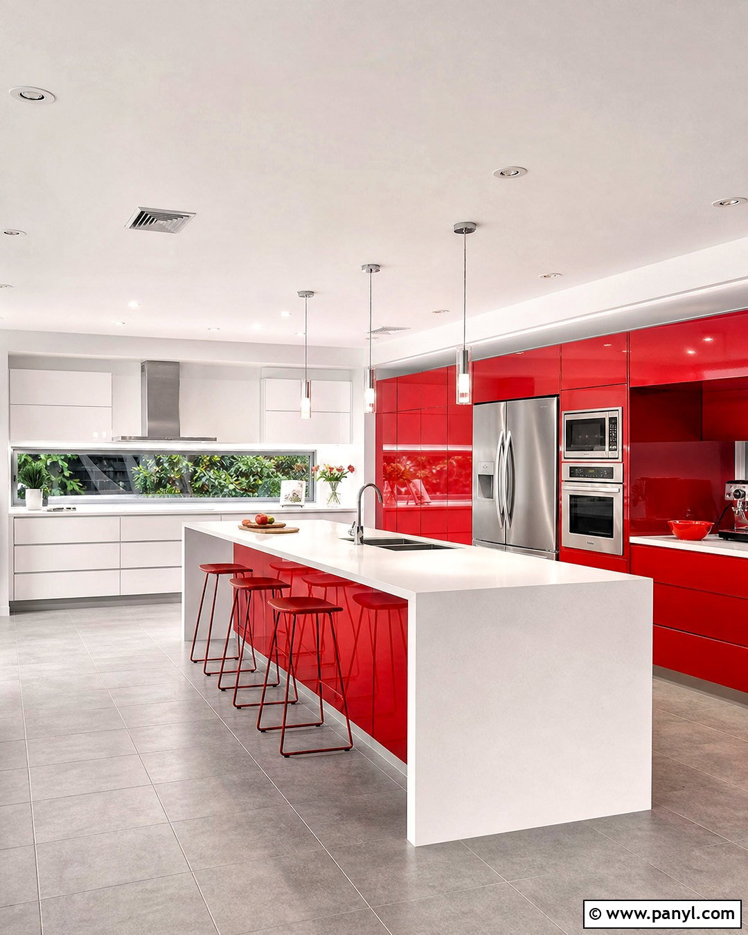 Modern Glossy Red And White Kitchen - 20 red and white kitchen ideas