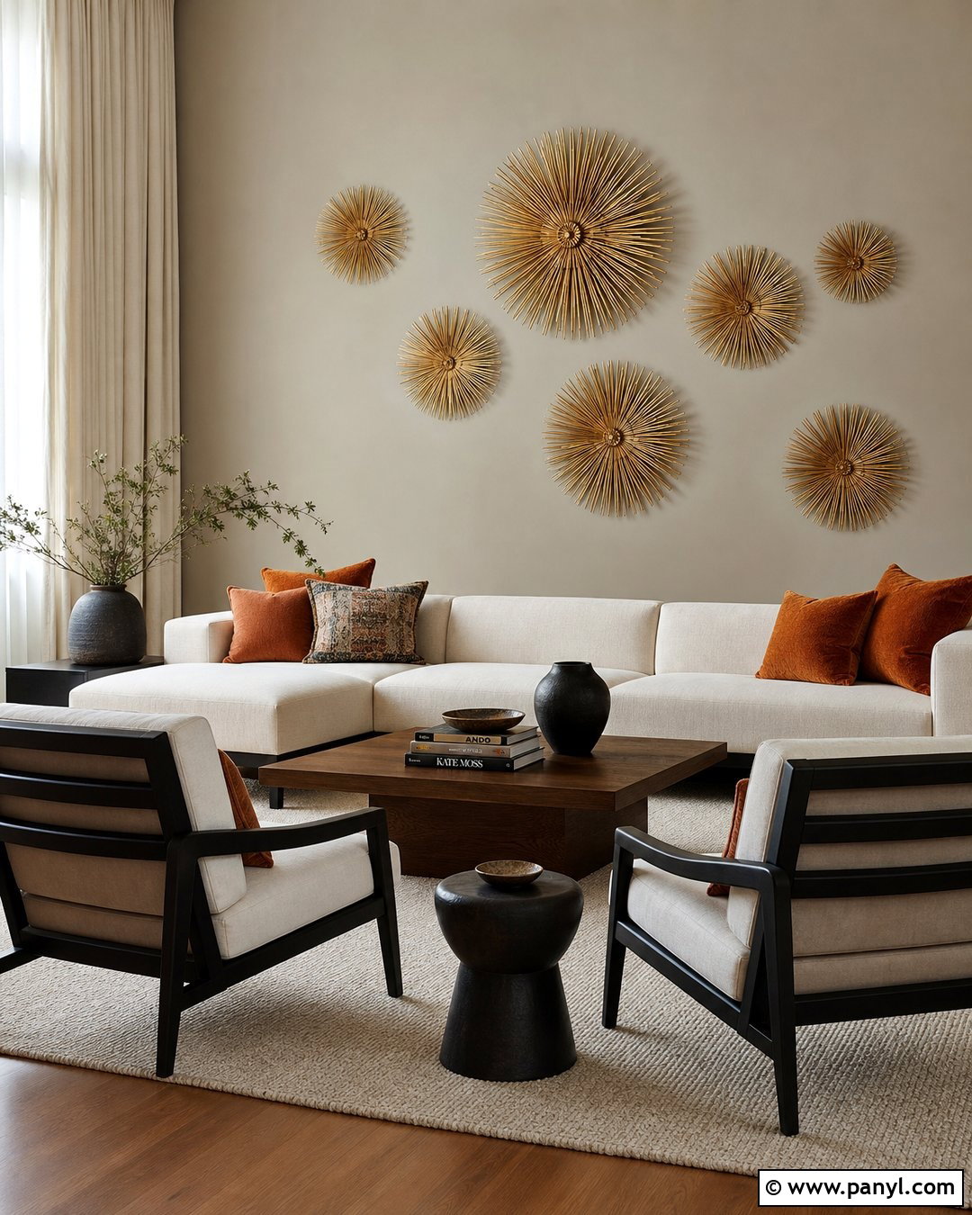 Modern Golden Sunburst Wall - 35 golden wall ideas