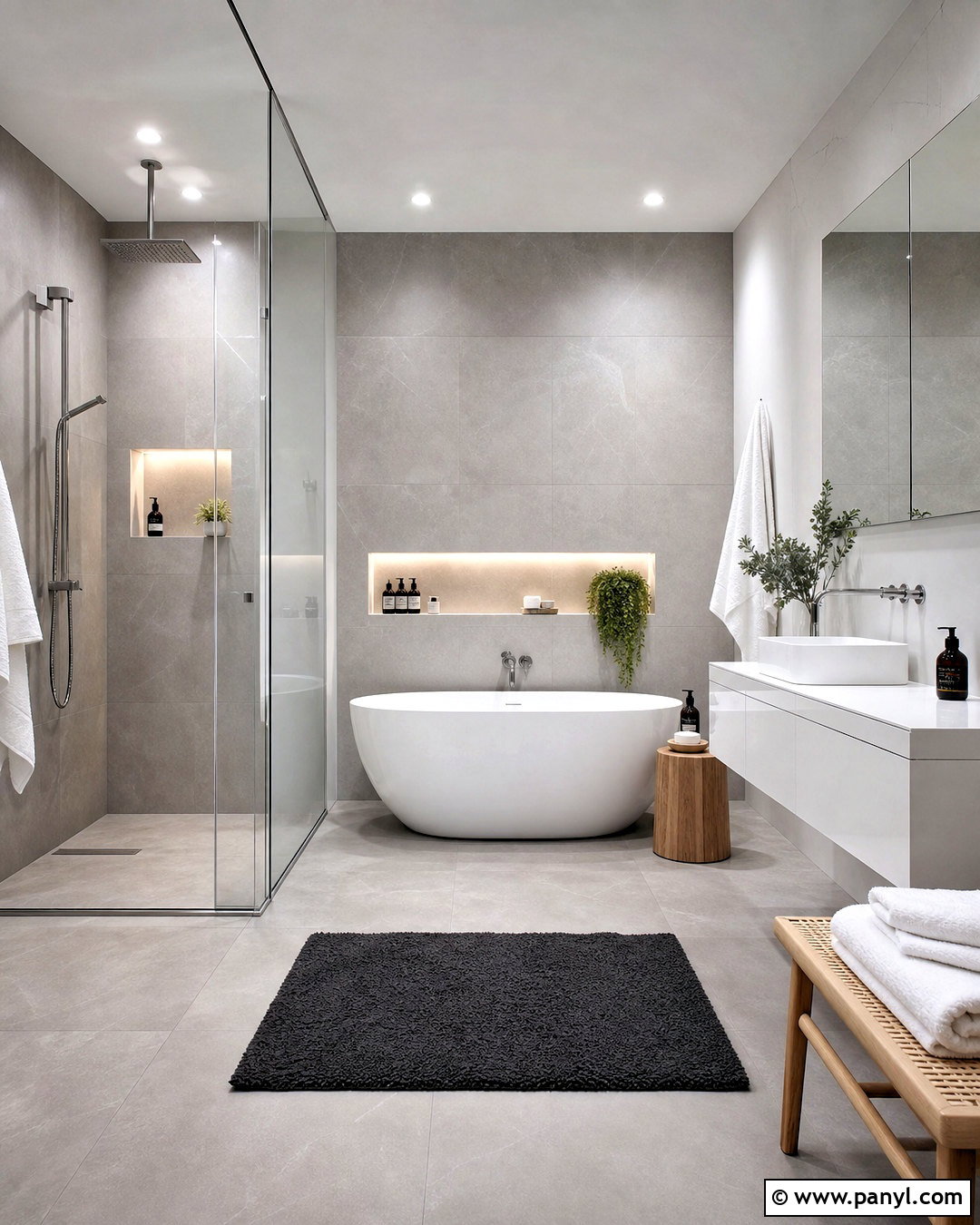 Modern Gray And White Wet Room - 20 grey and white bathroom ideas