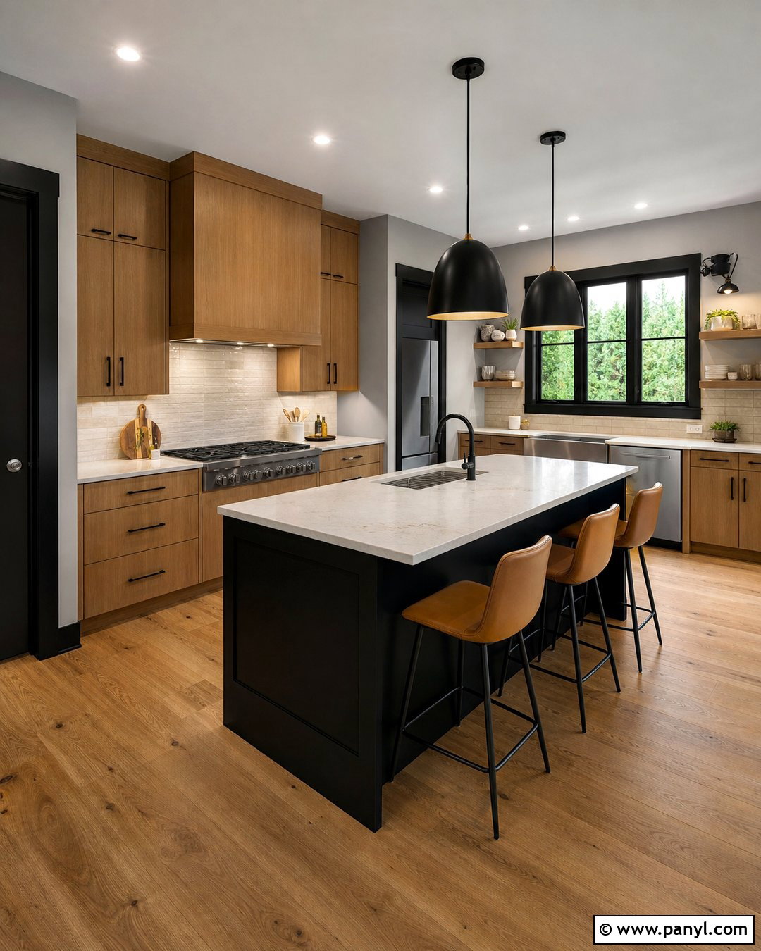 Modern Gray Kitchen With Black Trim - 35 gray walls with black trim ideas