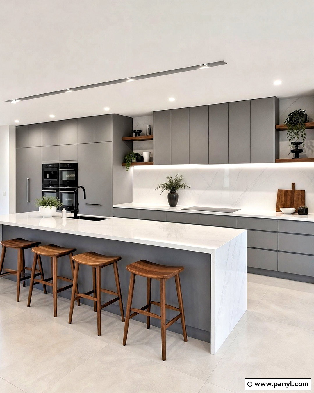 Modern Gray Slab Cabinets - 20 kitchen ideas grey cabinets