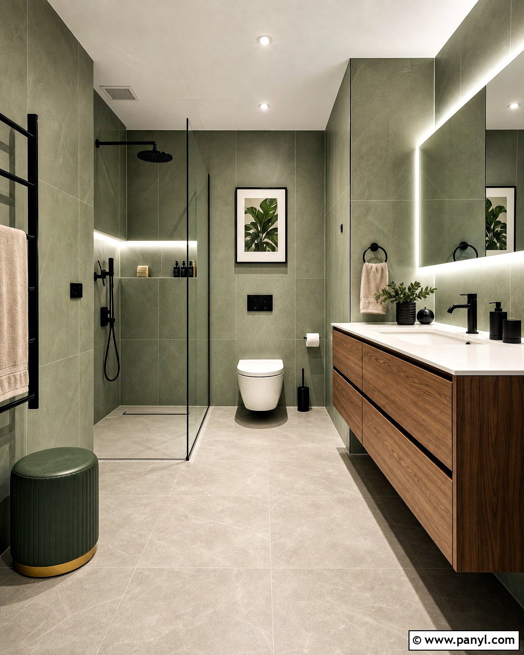 Modern Green Bathroom - 20 green bathroom inspiration ideas