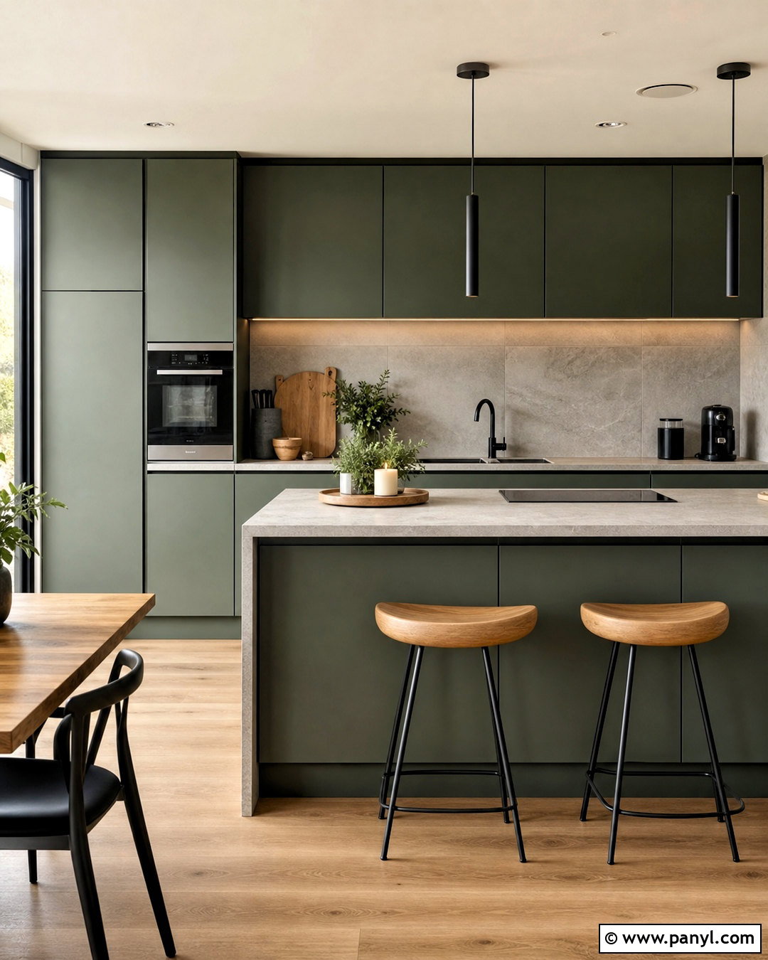 Modern Green Kitchen Cabinets With Concrete Countertops - 20 green kitchen cabinets