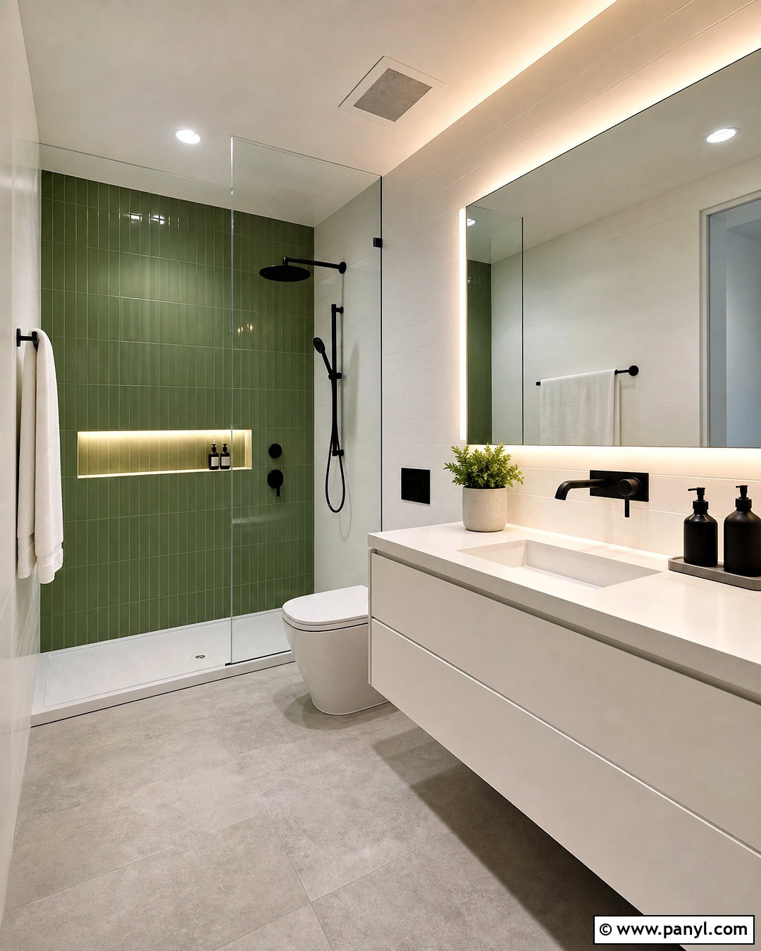 Modern Green and White Bathroom - 20 green and white bathroom ideas