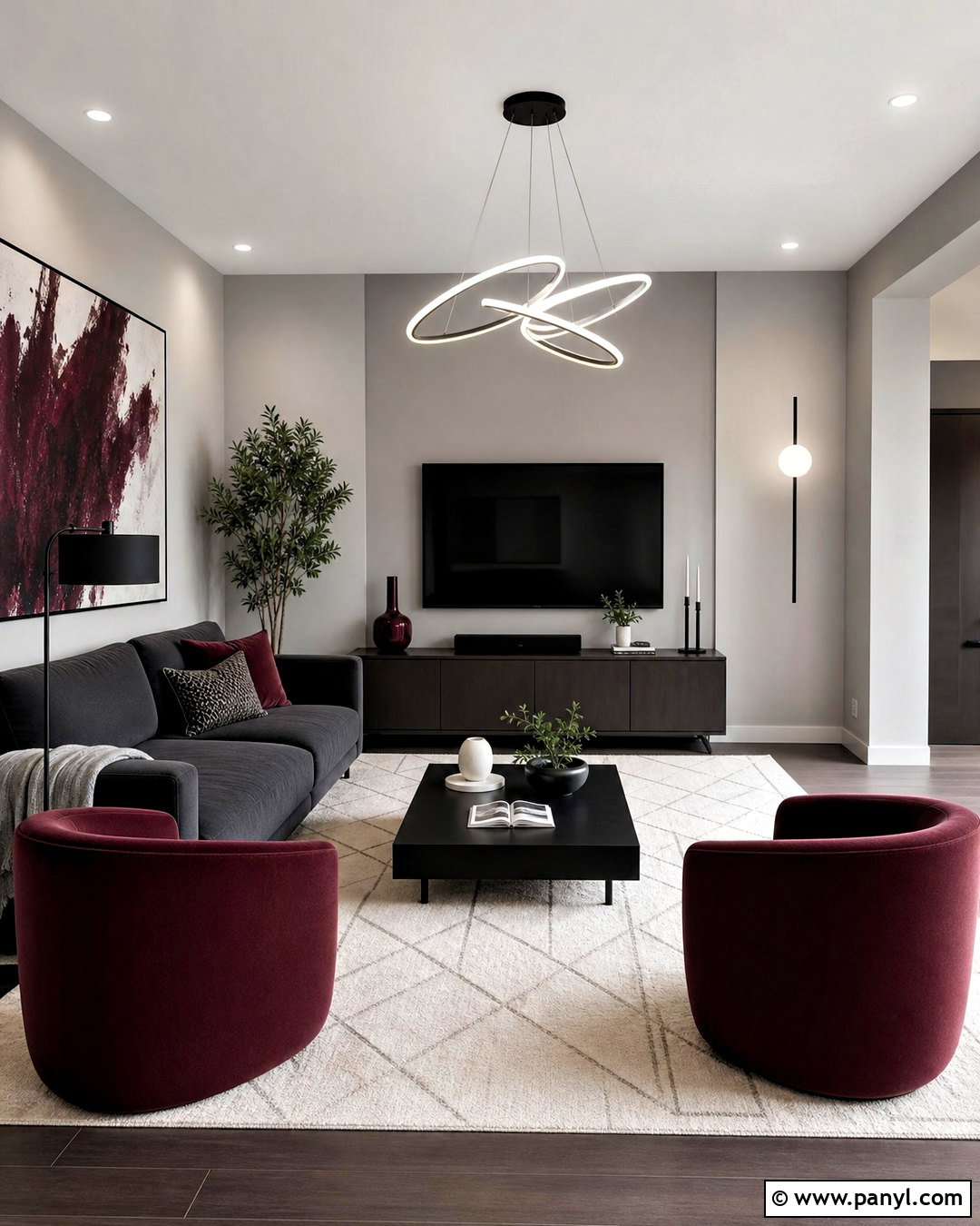 Modern Grey And Burgundy Living Room - 20 grey and burgundy living room ideas